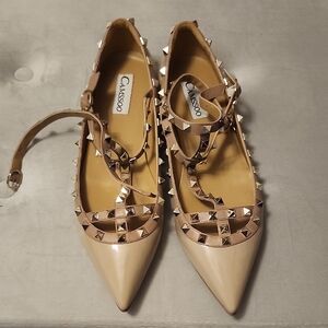 Camssoo Studded Nude Flats